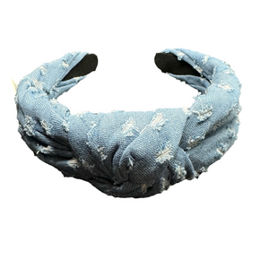Western Distressed Denim Knot Headband - Light Denim - NWT
